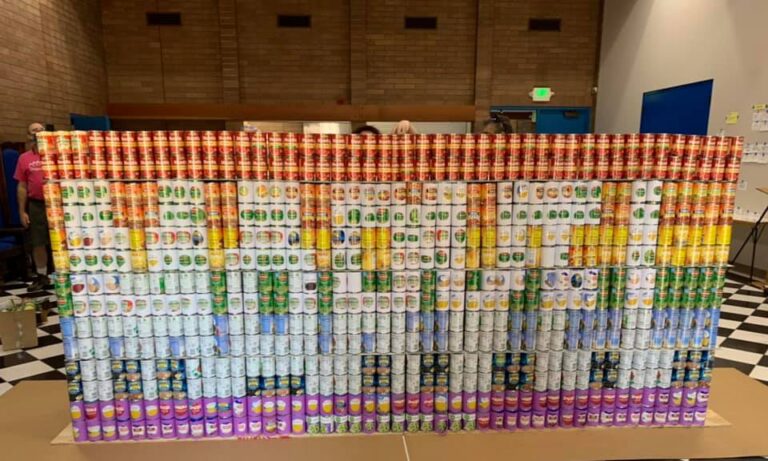 Stacked canned goods